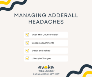 Graphic that shows how to manage Adderall headaches